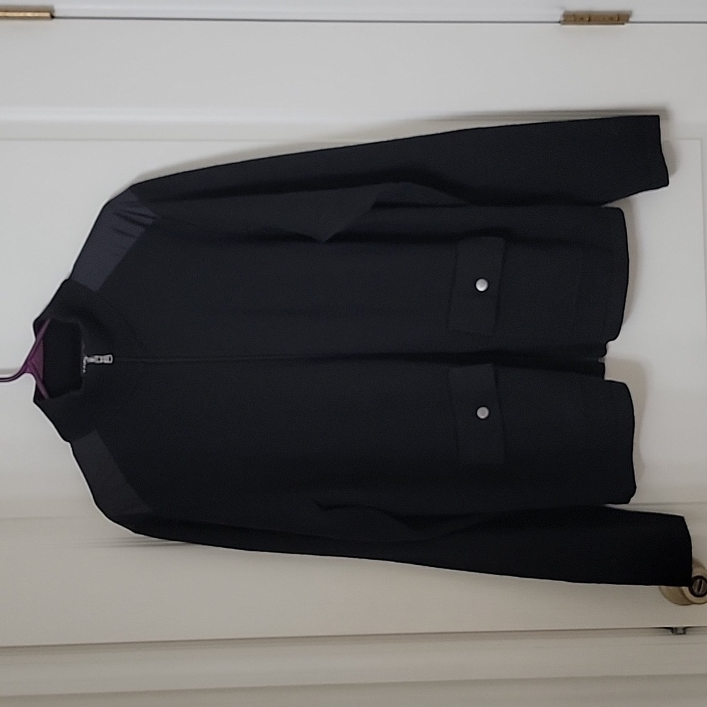 Michael Kors Size L Black Zip Front Cardigan Sweater, Wool Blend, EUC